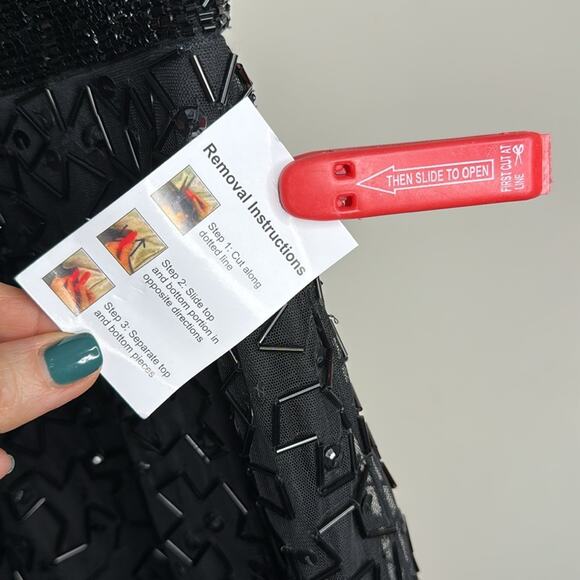 NWT MAC DUGGAL Black Beaded Geometric Embellished Sleeveless A-Line Midi Dress - Picture 5 of 13